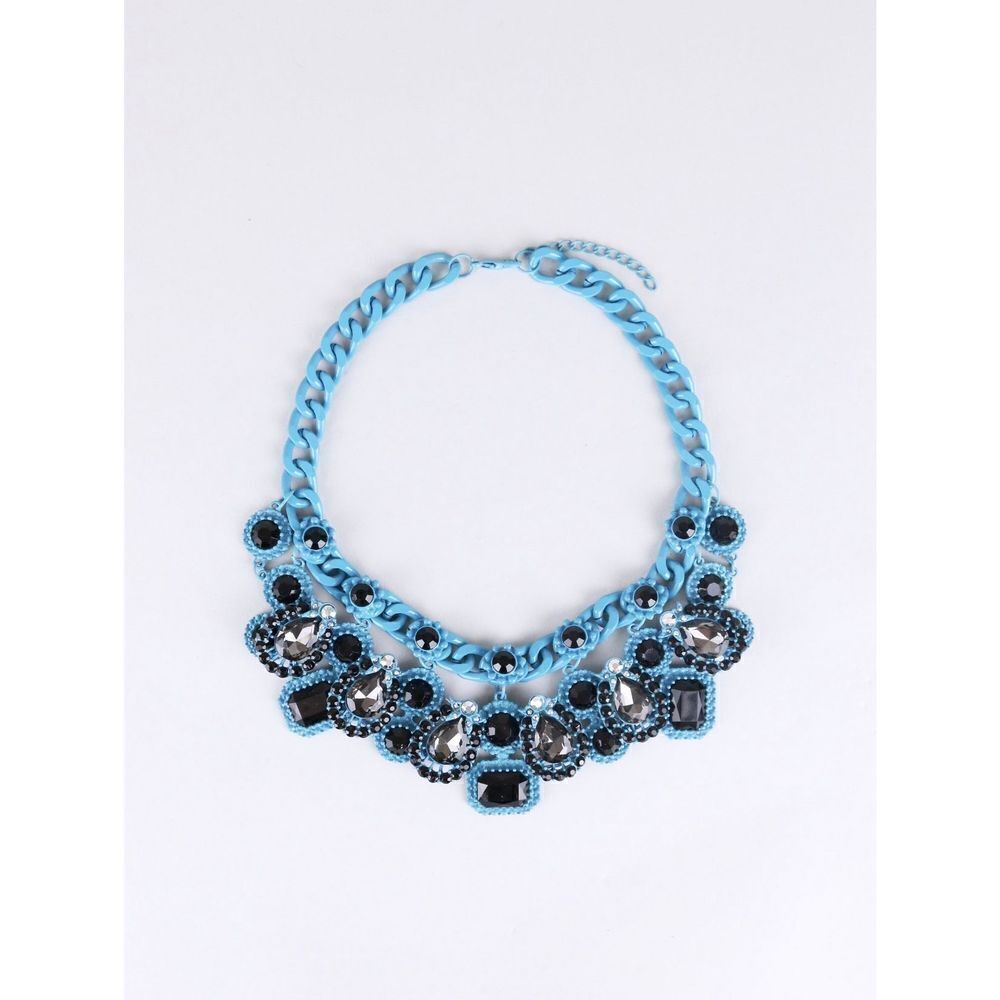 Heavy Blue Chainlink Statement Necklace